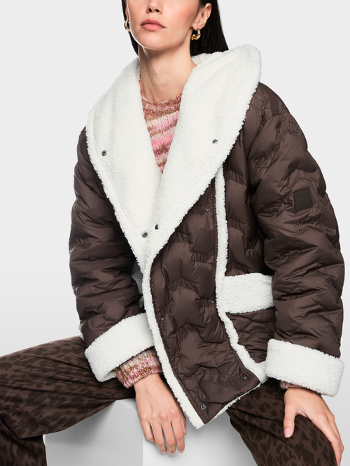 Down jacket with curly teddy fleece