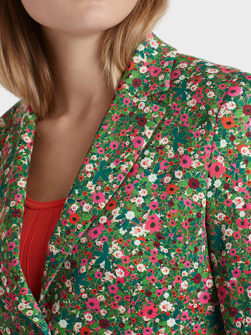 Zweiknopfblazer mit Millefleurs-Print