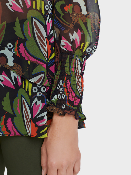 Feminine Print-Bluse mit Volants