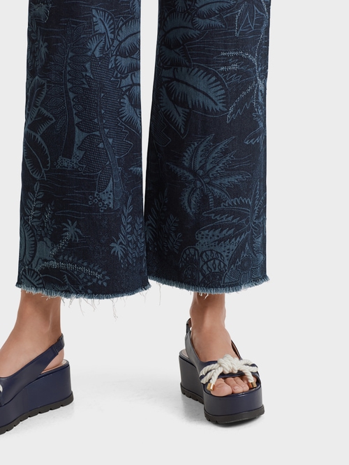 Bedruckte High-Waist-Jeans