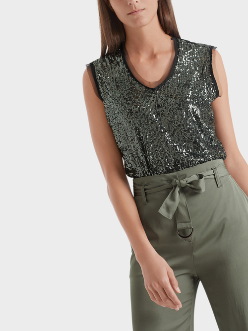 Mit Pailletten besticktes Top