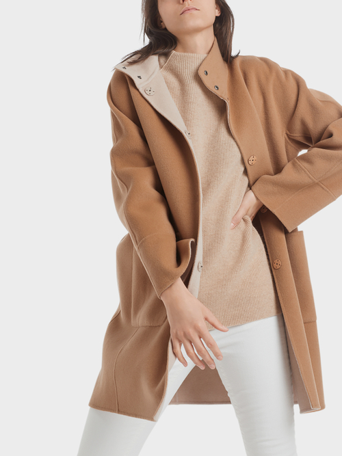 Reversible coat with cashmere
