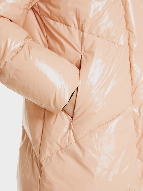 Down coat with a glossy finish