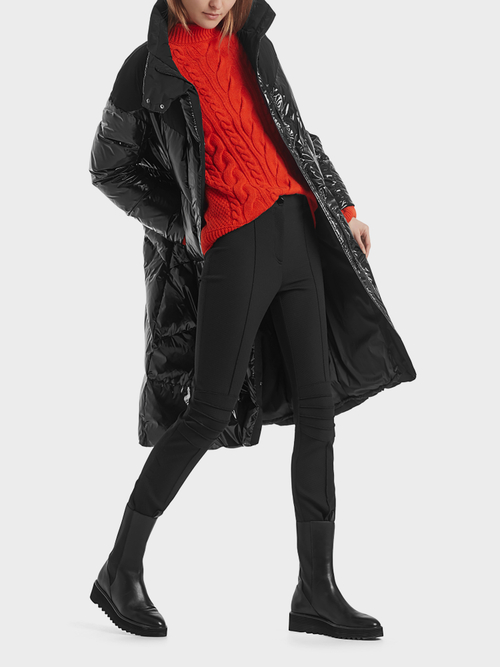Down coat with a glossy finish