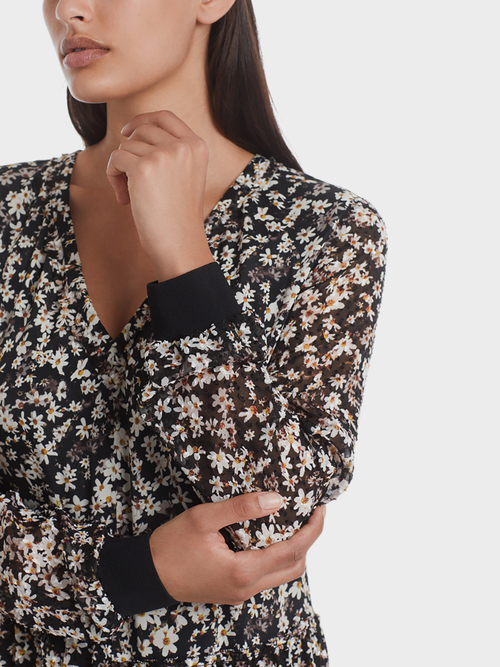 Maxi-jurk van fil coupé met millefleurs