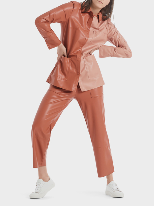 Pantalon taille haute en similicuir