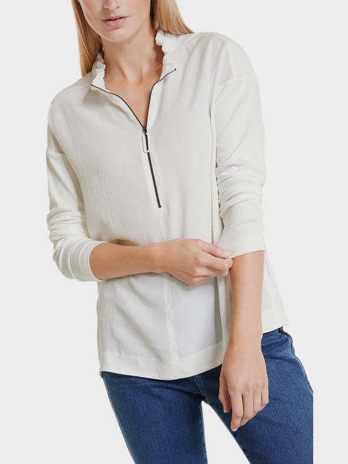 Blouseshirt van een materiaalmix