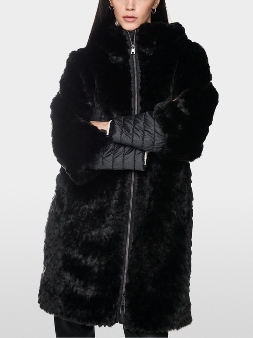 Faux fur hooded coat