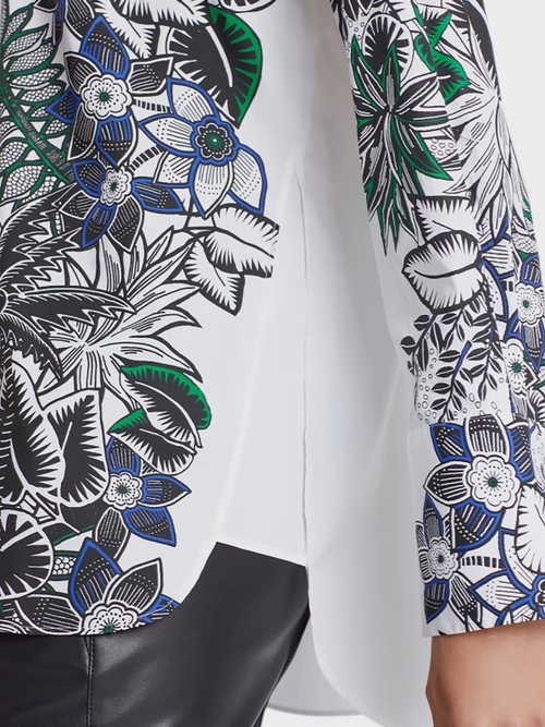 Long chemisier à imprimé tropical
