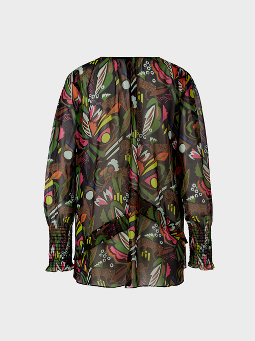 Feminine Print-Bluse mit Volants