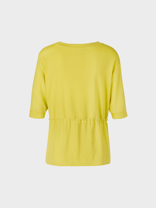 Blouse-style top in mixed materials