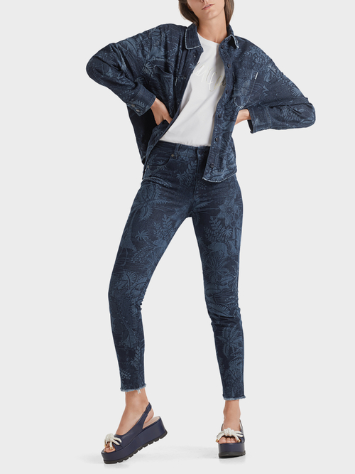 Bedruckte High-Waist-Röhrenjeans