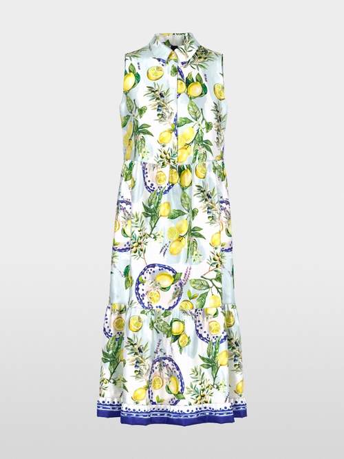Lemon and olive print viscose dress