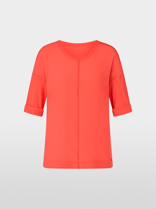 Wide blouse in material mix