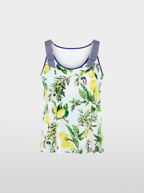 Stretch cotton top with lemon print