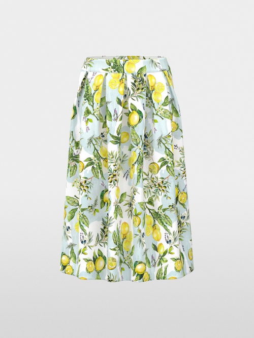 Cotton skirt with lemon print