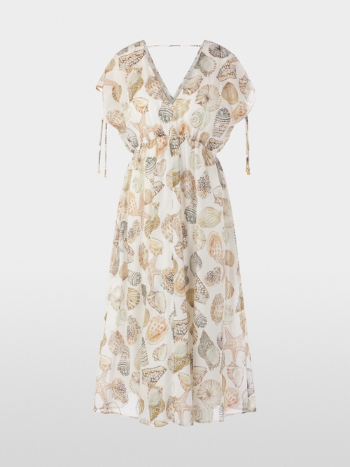 Mid-length dress in cotton and silk