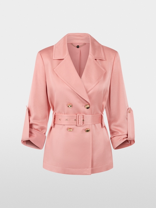 Veste blazer en satin avec ceinture