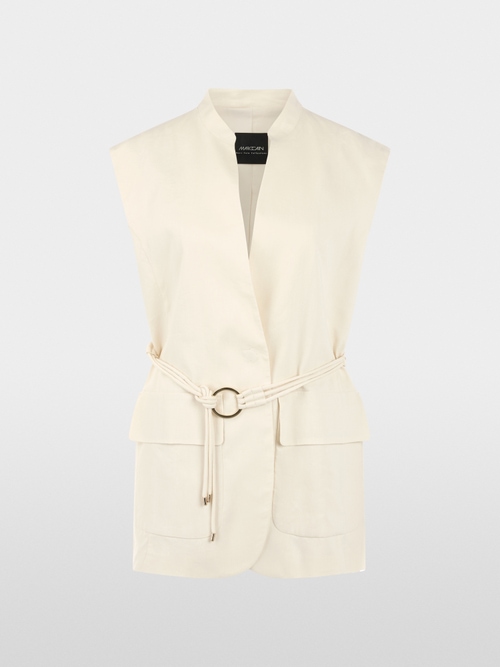 Long linen blend safari vest