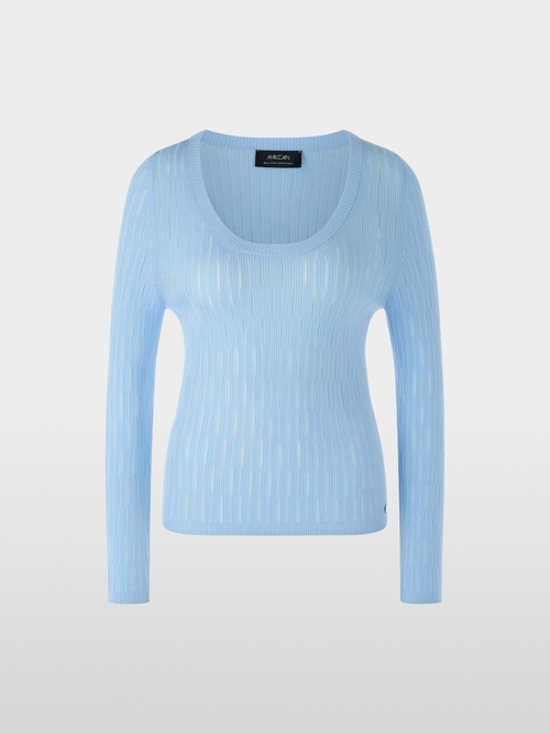 Pull à col rond et structure côtelée