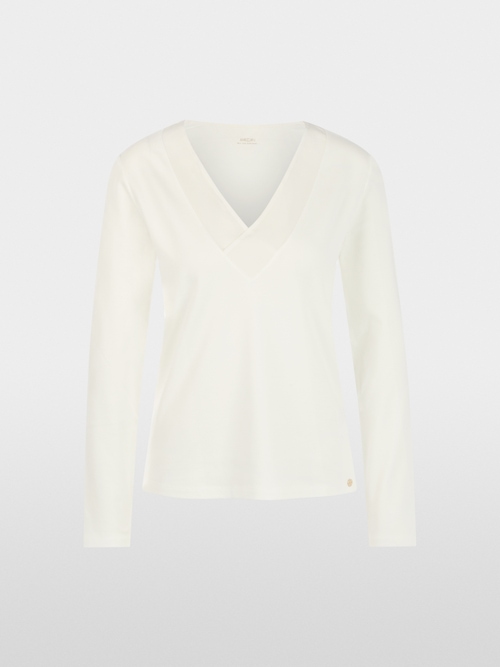 Long-sleeved top with silk trim