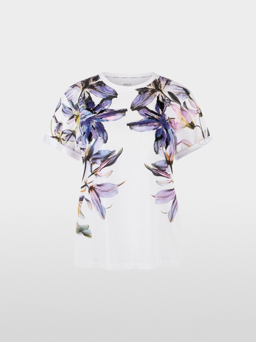 Short-sleeved T-shirt with lily print