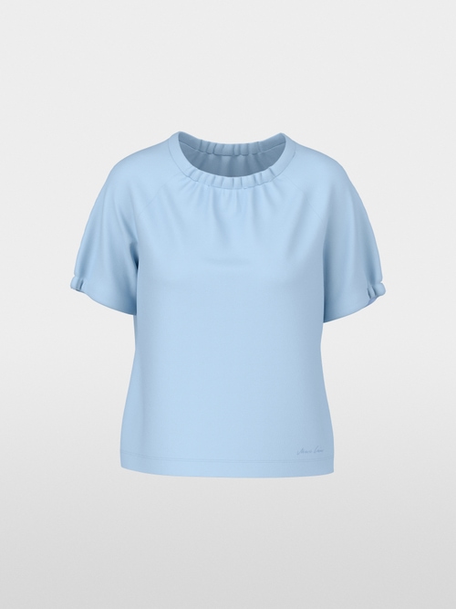 Plain short-sleeve shirt with gathering