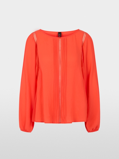 Blouse with lace and pintucks
