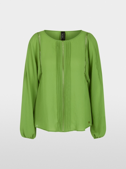 Blouse with lace and pintucks