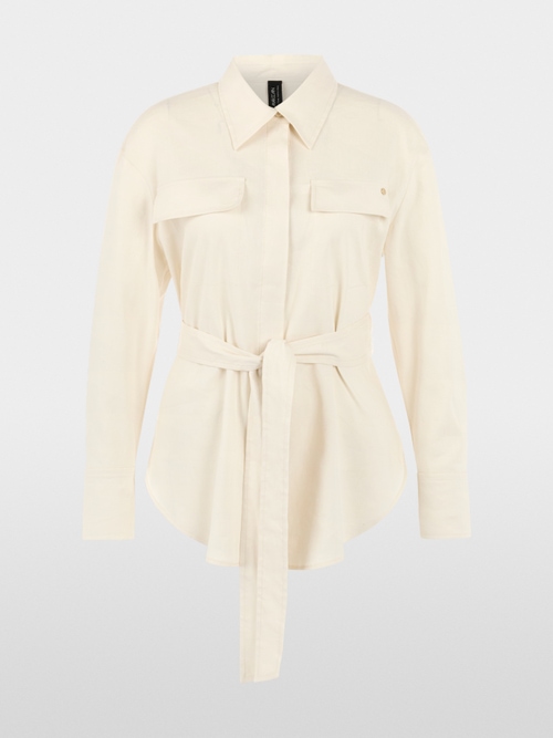 Linen-viscose blend safari blouse