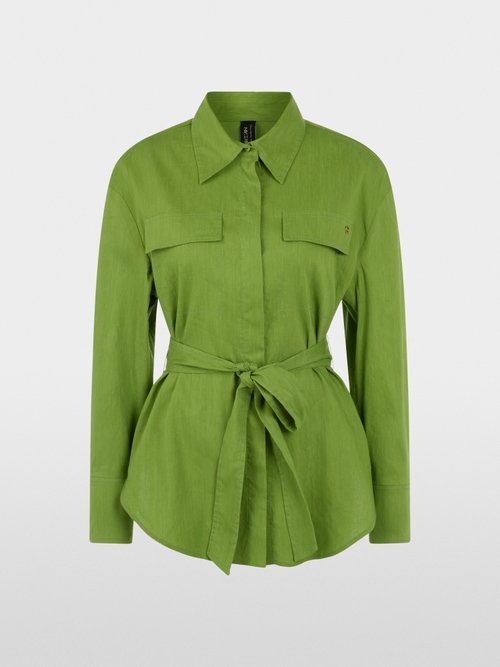 Linen-viscose blend safari blouse