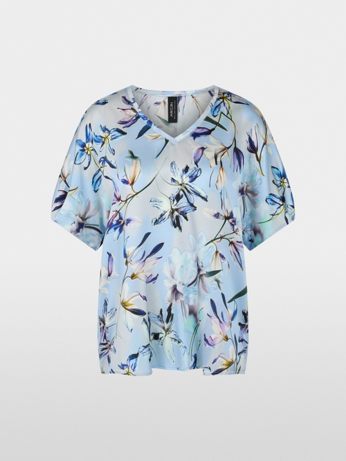 Silk blouse shirt with lily print