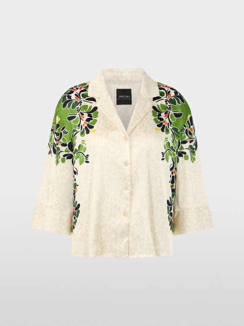 Blouse with leopard hibiscus print