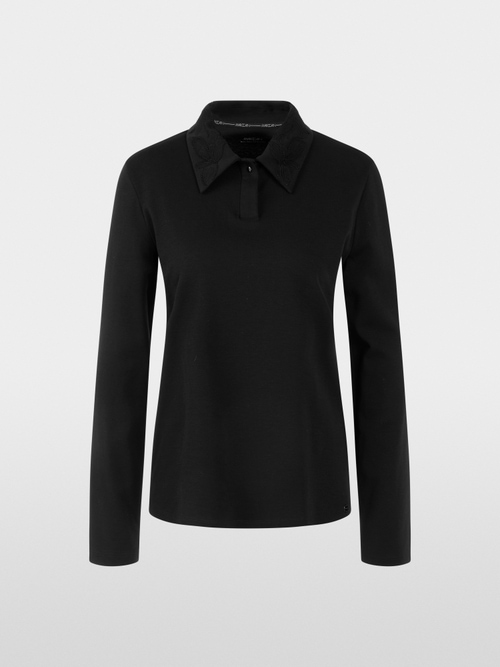 Long-sleeved cotton polo shirt