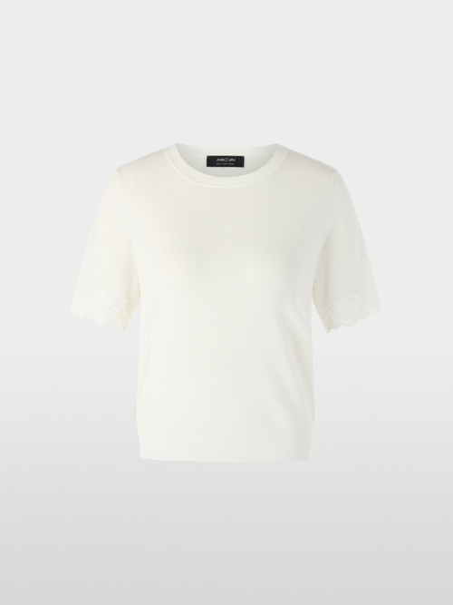 Short-sleeved fine-knit sweater