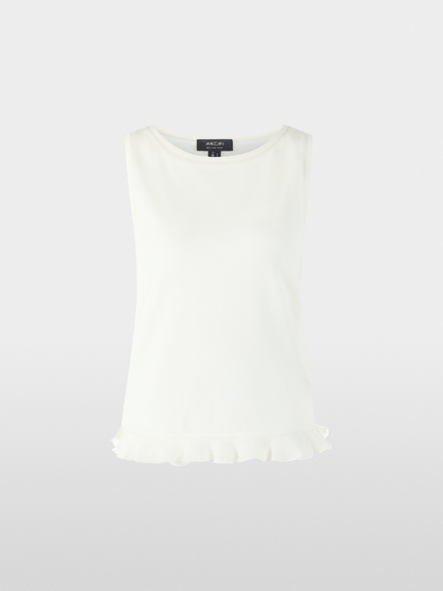 Sleeveless knit top with ruffle