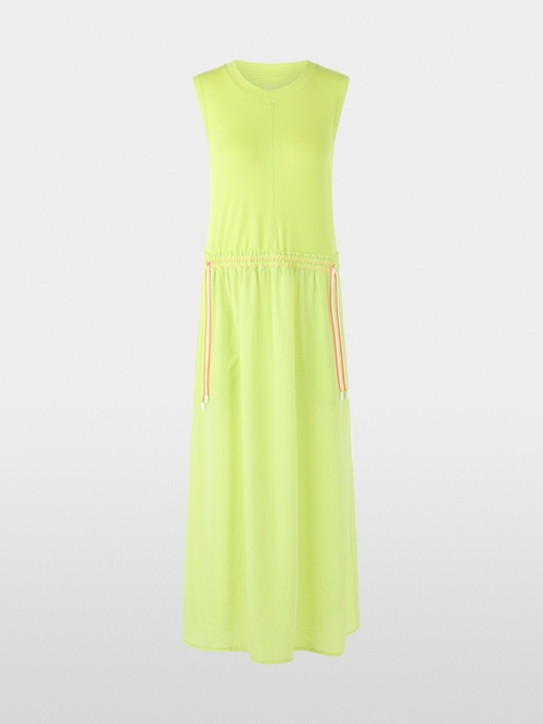 Sleeveless midi dress with drawstring