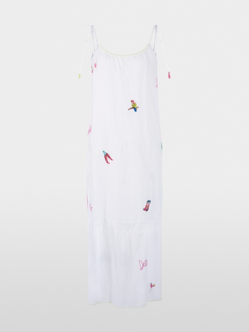 Sleeveless midi dress with embroidery