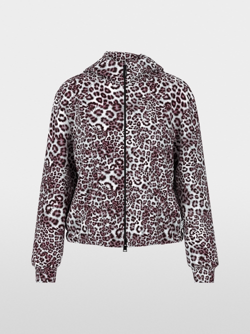 Jersey jacket with leopard print