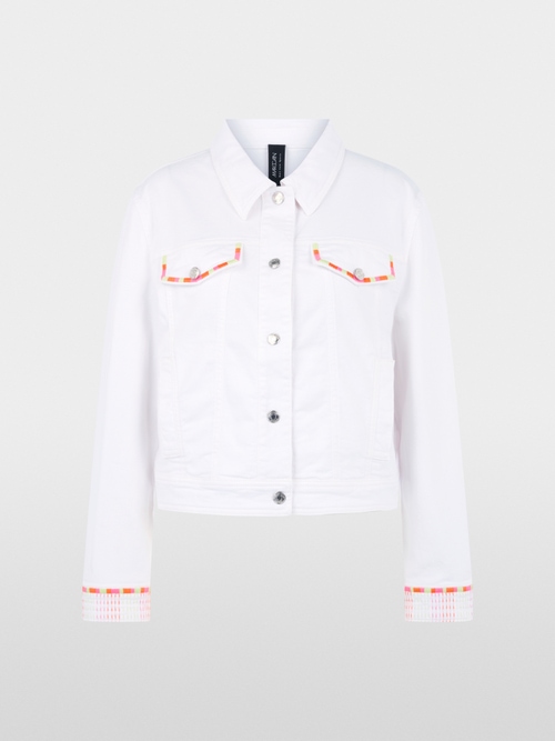 Veste en jean avec broderies colorées