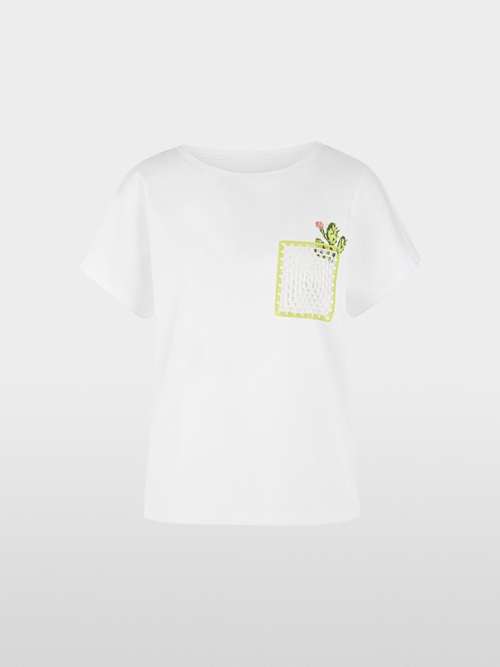 Cactus print and chest pocket T-shirt