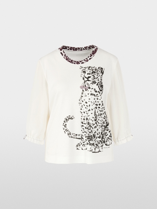 Blouse shirt with leopard print