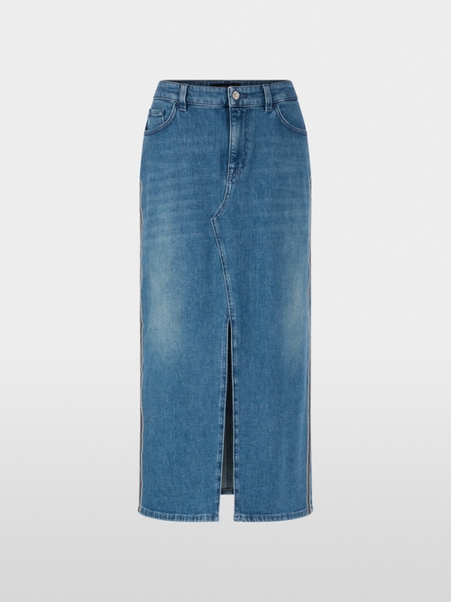Denim midi skirt with side stripes