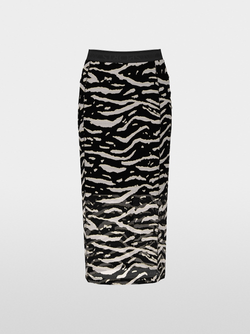 Mesh skirt with animal print