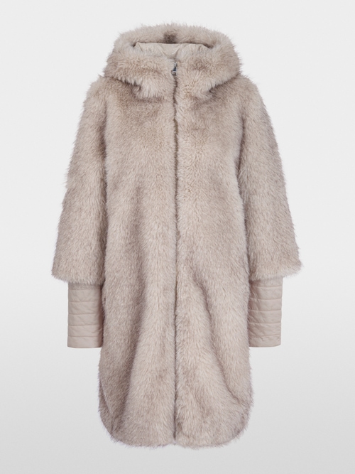 Faux fur coat with hood