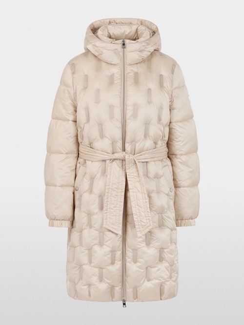Padded coat with waist belt