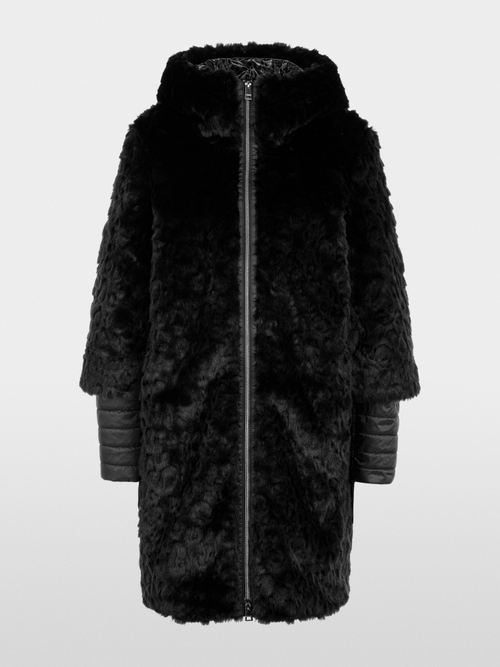 Faux fur hooded coat