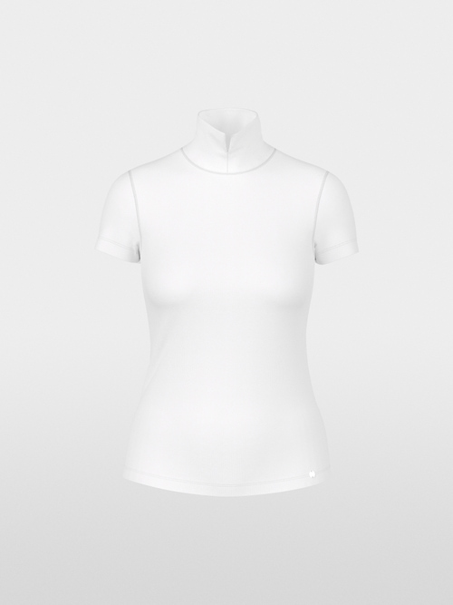 Stretch cotton shirt with raised collar