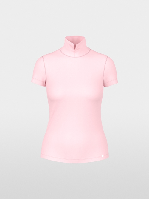 Stretch cotton shirt with raised collar