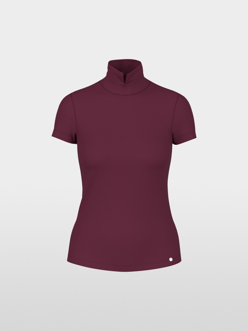 Stretch cotton shirt with raised collar